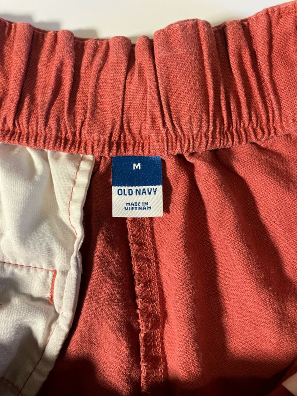 Old Navy Linen blend Coral Elastic Waist Shorts - Picture 3 of 4